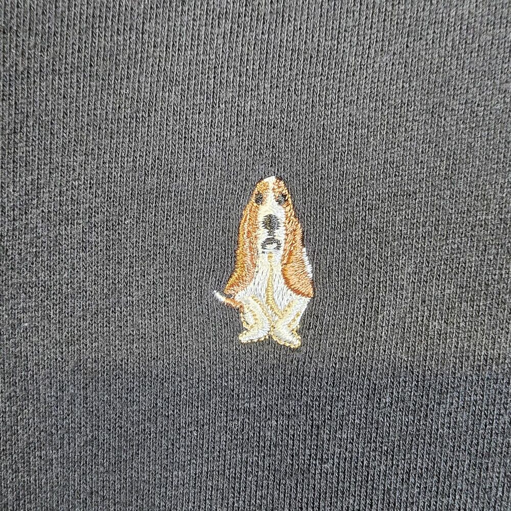 Hush Puppies Hoodie Black M Full Zip Pockets Embroidered Bassett Hound Dog View 2